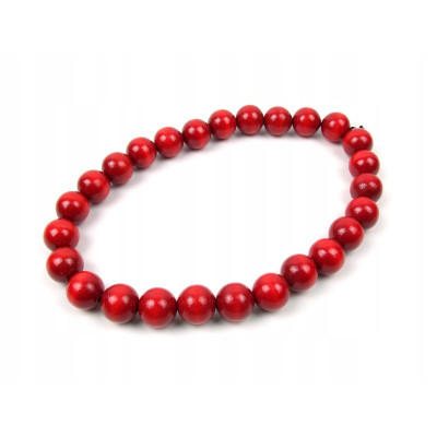 Drewniane korale równe góralskie czerwone lakierowane ludowe