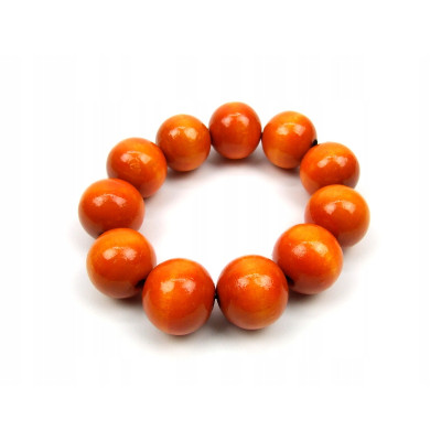 Drewniane korale góralskie pomarańczowe lakierowane ludowe