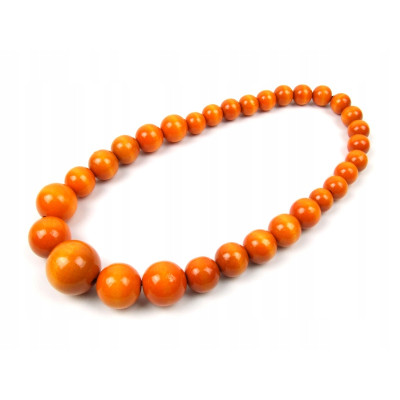 Drewniane korale góralskie pomarańczowe lakierowane ludowe