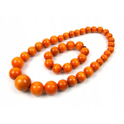 Drewniane korale góralskie pomarańczowe lakierowane ludowe