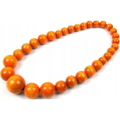 Drewniane korale góralskie pomarańczowe lakierowane ludowe