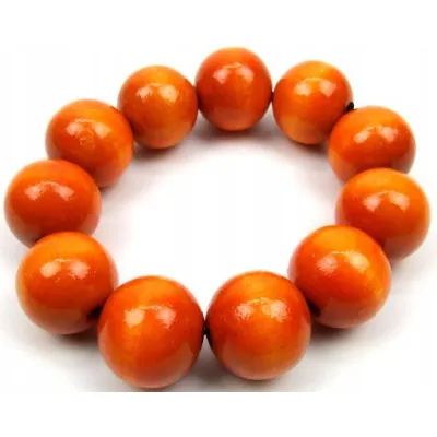 Bransoletka lakierowana góralska folkowa pomarańczowa