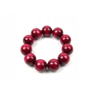 Komplet korale + bransoletka góralskie drewniane wiśniowe ludowe