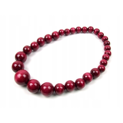 Komplet korale + bransoletka góralskie drewniane wiśniowe ludowe