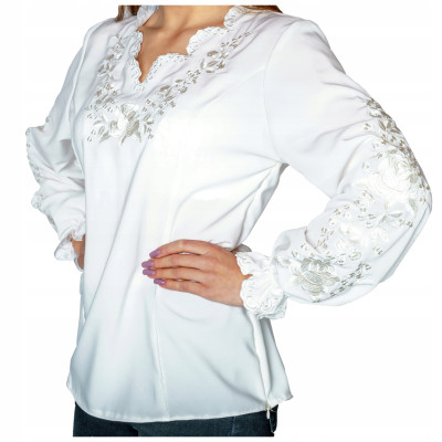 Koszula damska haftowana-Ecru 03