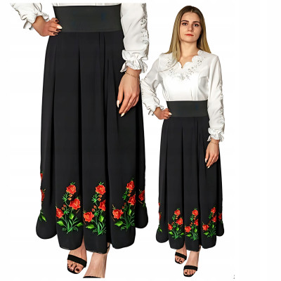 Spódnica haftowana długa czarna- 05