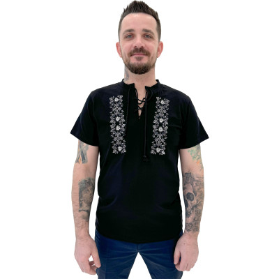 Koszulka czarna góralska folkowa męska szarotki - 07