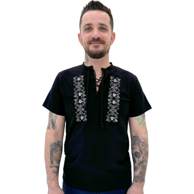 Koszulka czarna góralska folkowa męska szarotki - 07