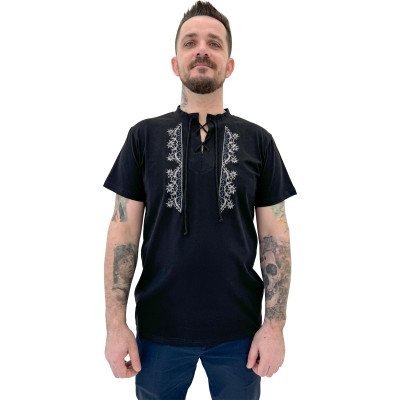 Koszulka czarna góralska folkowa męska szarotki - 09