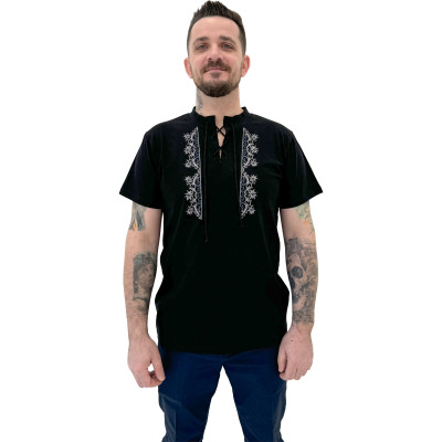 Koszulka czarna góralska folkowa męska szarotki - 09