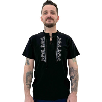 Koszulka czarna góralska folkowa męska szarotki - 09