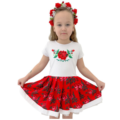 Sukienka góralska dla dziewczynki biało czerwona - 04