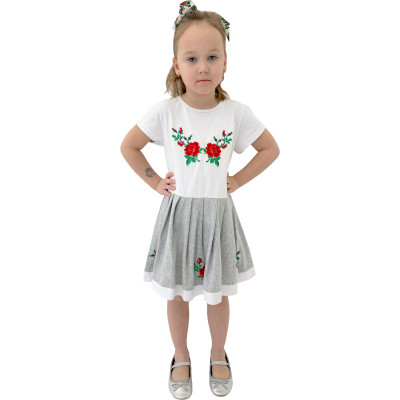 Sukienka bawełniana góralska dla dziewczynki z haftem