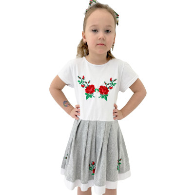 Sukienka bawełniana góralska dla dziewczynki z haftem