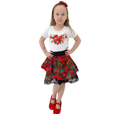 Koszulka haftowane różyczki i spódniczka z halką - 16