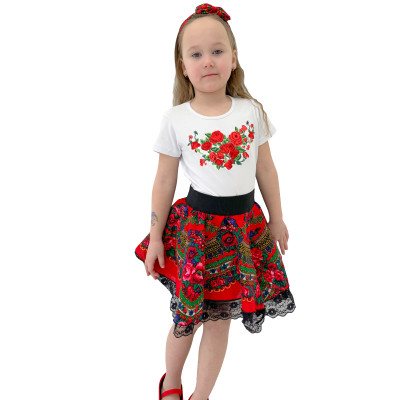 Koszulka haftowane różyczki i spódniczka z halką - 16