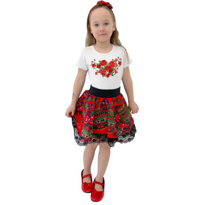 Koszulka haftowane różyczki i spódniczka z halką - 16