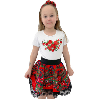 Koszulka haftowane różyczki i spódniczka z halką - 16