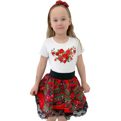 Koszulka haftowane różyczki i spódniczka z halką - 16