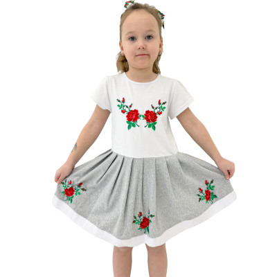 Sukienka bawełniana góralska dla dziewczynki z haftem
