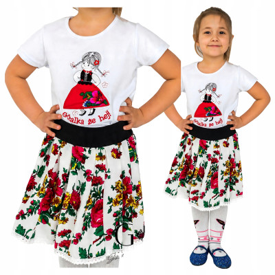 Spódniczka folkowa z białą koronką - 06