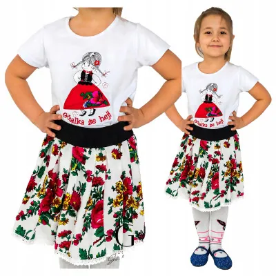 Spódniczka folkowa z białą koronką - 06