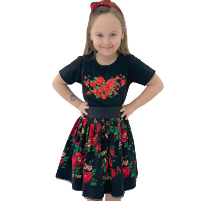 Koszulka haftowane różyczki i spódniczka z halką - 17