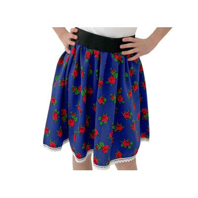 Spódniczka regionalna w różyczki z białą koronką - 08