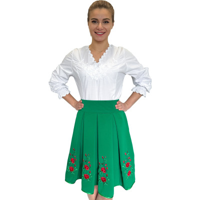 Spódnica haftowana góralska krótka zielona - 12