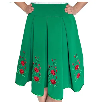 Spódnica haftowana góralska krótka zielona - 12