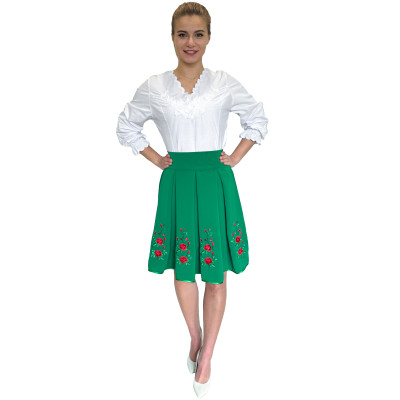 Spódnica haftowana góralska krótka zielona - 12
