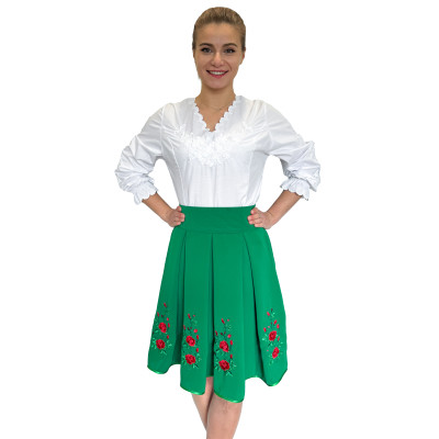 Spódnica haftowana góralska krótka zielona - 12