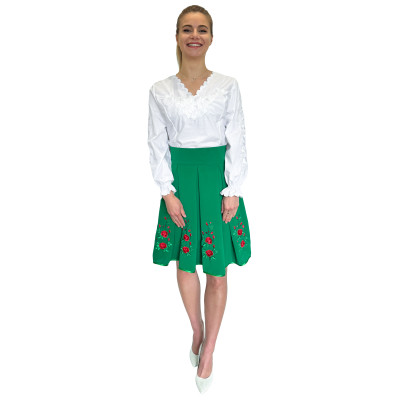 Spódnica haftowana góralska krótka zielona - 12