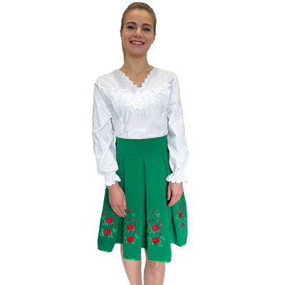 Spódnica haftowana góralska krótka zielona - 12