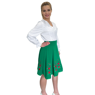 Spódnica haftowana góralska krótka zielona - 12