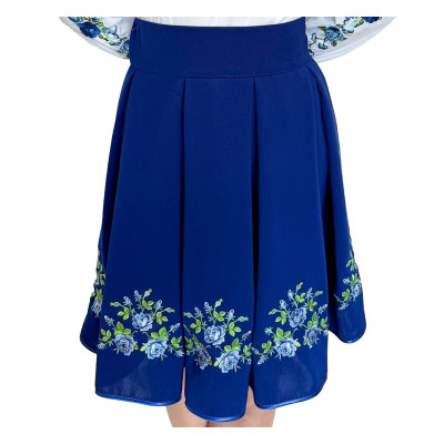 Spódnica haftowana góralska krótka chabrowa - 14