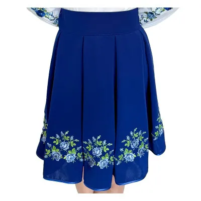 Spódnica haftowana góralska krótka chabrowa - 14