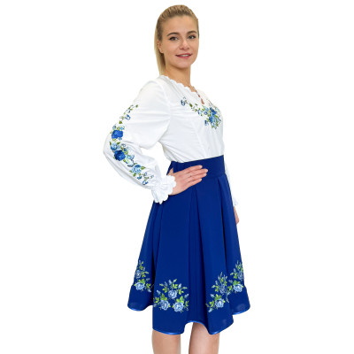 Spódnica haftowana góralska krótka chabrowa - 14