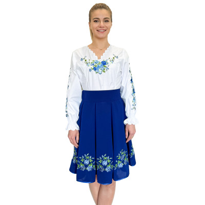 Spódnica haftowana góralska krótka chabrowa - 14