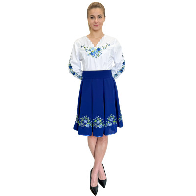 Spódnica haftowana góralska krótka chabrowa - 14