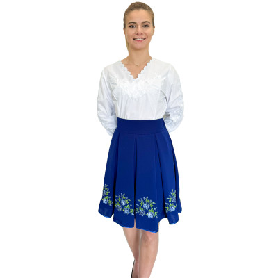 Spódnica haftowana góralska krótka chabrowa - 14