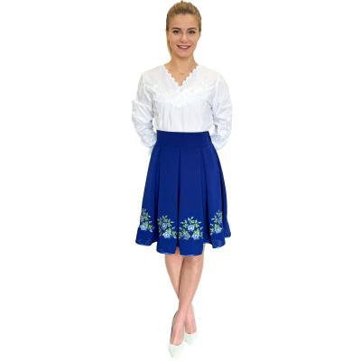 Spódnica haftowana góralska krótka chabrowa - 14