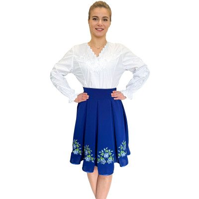 Spódnica haftowana góralska krótka chabrowa - 14