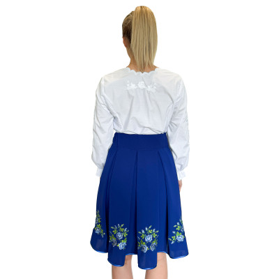 Spódnica haftowana góralska krótka chabrowa - 14