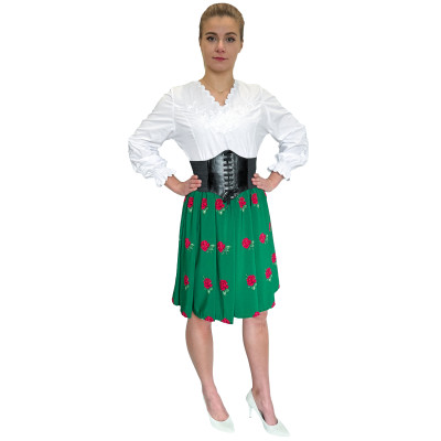 Spódnica góralska zielona krótka róże - 13