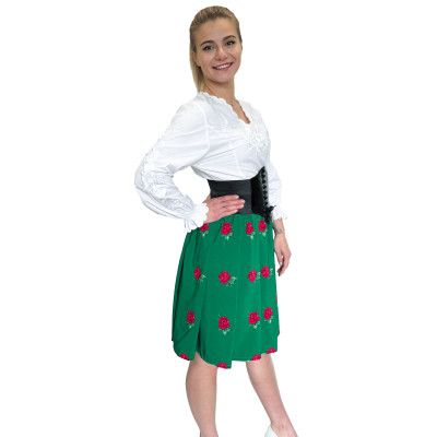 Spódnica góralska zielona krótka róże - 13