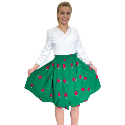 Spódnica góralska zielona krótka róże - 13