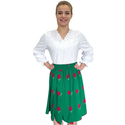 Spódnica góralska zielona krótka róże - 13