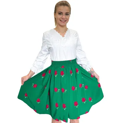 Spódnica góralska zielona krótka róże - 13