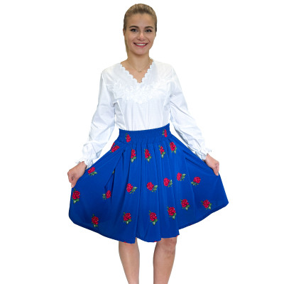 Spódnica góralska niebieska krótka róże - 14